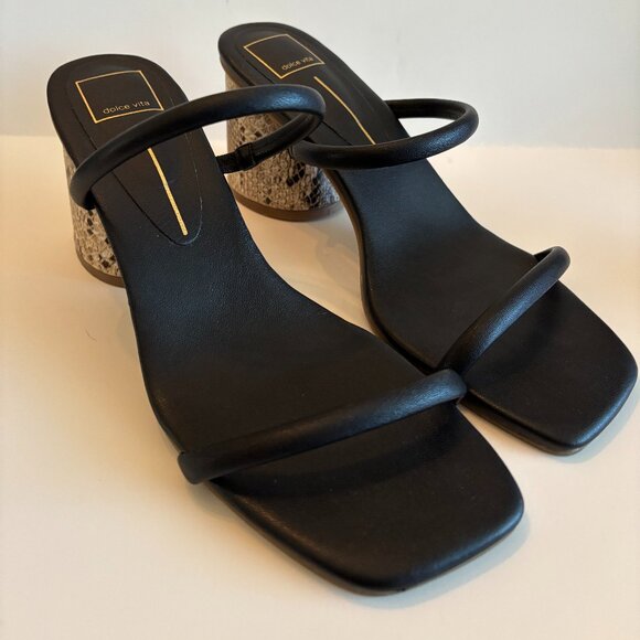 Dolce Vita Shoes - Dolce Vita Black Strappy Sandals | Snakeskin Block Heel | Size 11